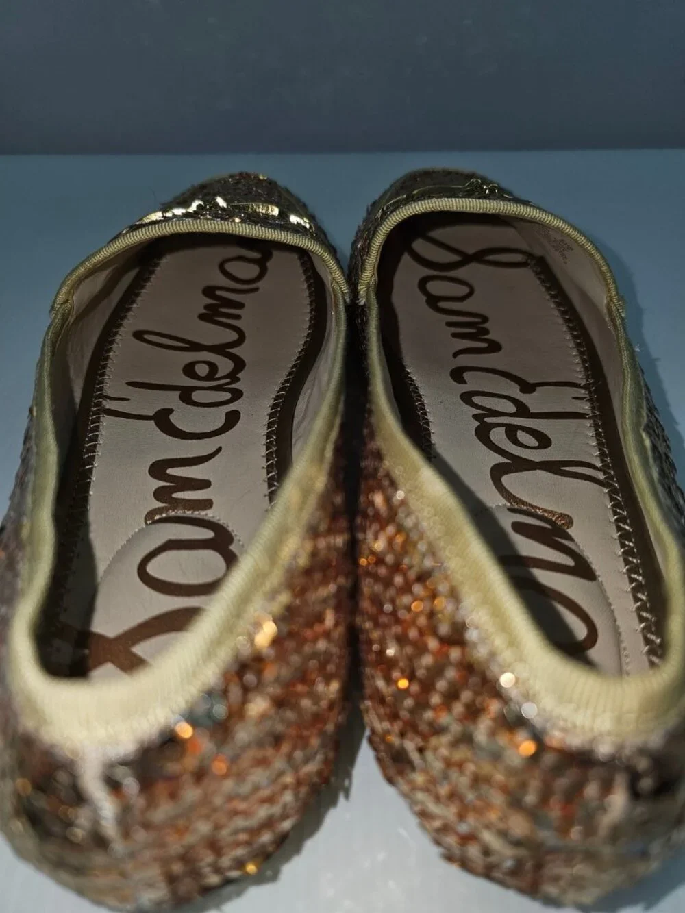 Sam Edelman Loraine Horsebit Loafer Womens 9.5 Gold Multi Sequin Slip On Flats